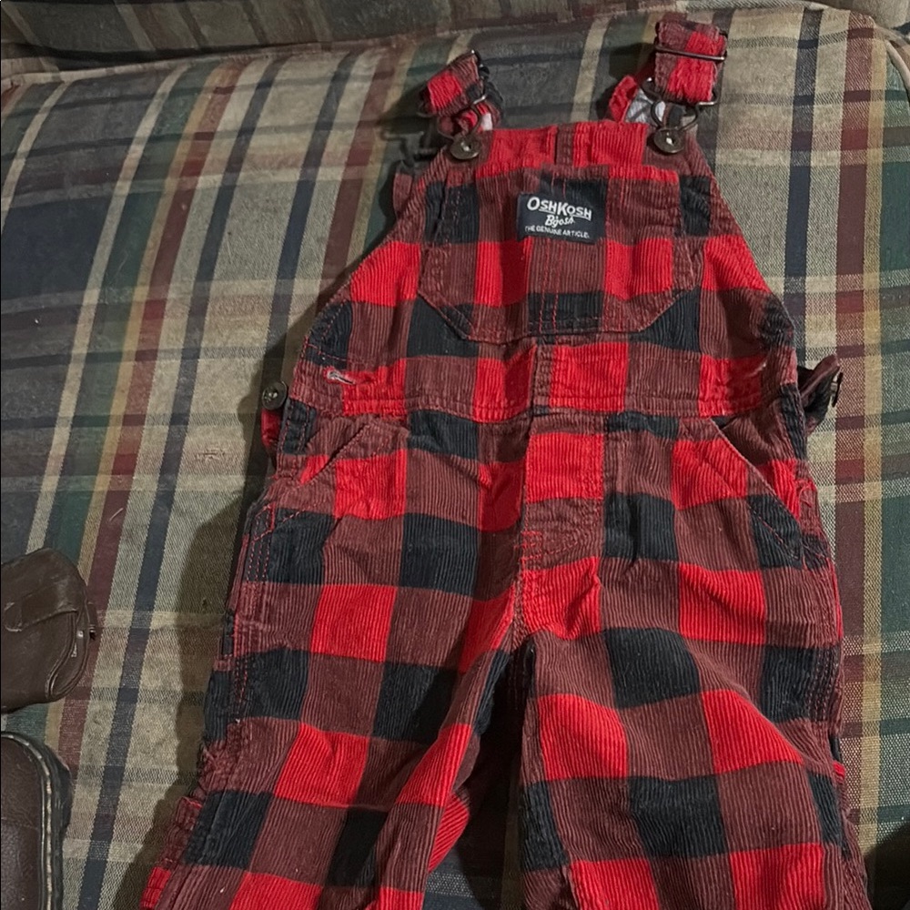 OshKosh B'gosh Red Plaid Kids Overalls
